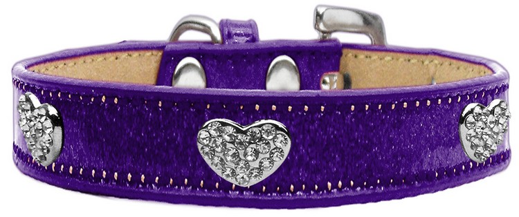 Crystal Heart Dog Collar Purple Ice Cream Size 10